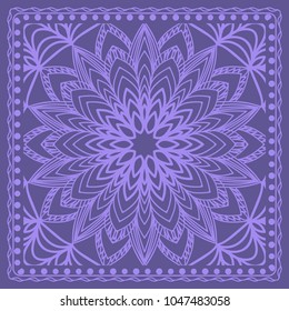 Design print for kerchief. The pattern of the mandala. Vector illustration. The idea for design prints for neck scarves, carpets, bandanas