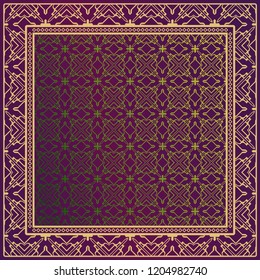 Design print. The pattern of geometric ornament. Vector illustration. The idea for design prints for neck scarves, carpets, bandanas.