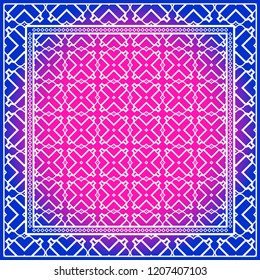 Design print. The pattern of geometric ornament. Vector illustration. The idea for design prints for neck scarves, carpets, bandanas.