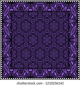 Design print. The pattern of geometric ornament. Vector illustration. The idea for design prints for neck scarves, carpets, bandanas.