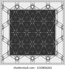 Design print. The pattern of geometric ornament. Vector illustration. The idea for design prints for neck scarves, carpets, bandanas.