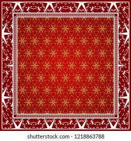 Design print. The pattern of geometric ornament. Vector illustration. The idea for design prints for neck scarves, carpets, bandanas.