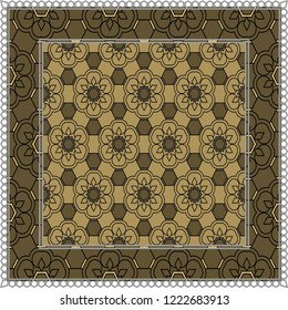Design print. The pattern of geometric ornament. Vector illustration. The idea for design prints for neck scarves, carpets, bandanas.