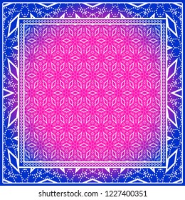 Design print. The pattern of geometric ornament. Vector illustration. The idea for design prints for neck scarves, carpets, bandanas.