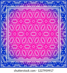 Design print. The pattern of geometric ornament. Vector illustration. The idea for design prints for neck scarves, carpets, bandanas.