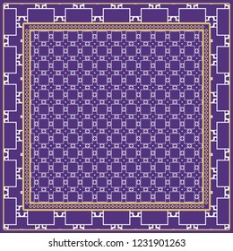 Design print. The pattern of geometric ornament. Vector illustration. The idea for design prints for neck scarves, carpets, bandanas.