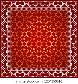 Design print. The pattern of geometric ornament. Vector illustration. The idea for design prints for neck scarves, carpets, bandanas.
