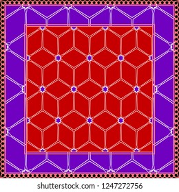 Design print. The pattern of geometric ornament. Vector illustration. The idea for design prints for neck scarves, carpets, bandanas.