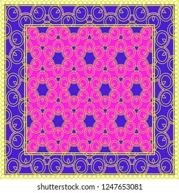 Design Print. The Pattern Of Geometric Ornament. Vector Illustration. The Idea For Design Prints For Neck Scarves, Carpets, Bandanas.