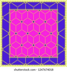 Design Print. The Pattern Of Geometric Ornament. Vector Illustration. The Idea For Design Prints For Neck Scarves, Carpets, Bandanas.