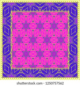 Design Print. The Pattern Of Geometric Ornament. Vector Illustration. The Idea For Design Prints For Neck Scarves, Carpets, Bandanas.