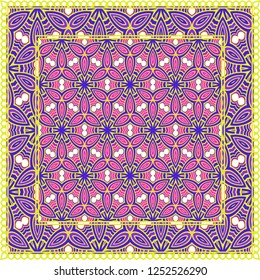 Design Print. The Pattern Of Geometric Ornament. Vector Illustration. The Idea For Design Prints For Neck Scarves, Carpets, Bandanas.