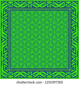 Design Print. The Pattern Of Geometric Ornament. Vector Illustration. The Idea For Design Prints For Neck Scarves, Carpets, Bandanas.