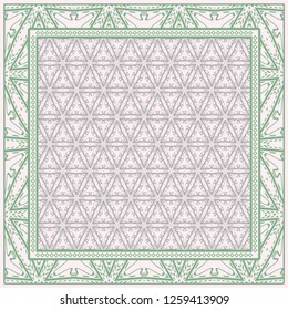 Design Print. The Pattern Of Geometric Ornament. Vector Illustration. The Idea For Design Prints For Neck Scarves, Carpets, Bandanas.