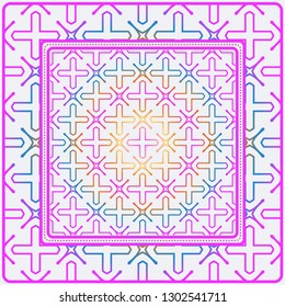 Design Print. The Pattern Of Geometric Ornament. Vector Illustration. The Idea For Design Prints For Neck Scarves, Carpets, Bandanas. Rainbow color.
