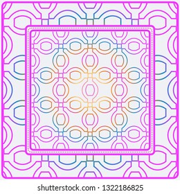 Design Print. The Pattern Of Geometric Ornament. Vector Illustration. The Idea For Design Prints For Neck Scarves, Carpets, Bandanas. Rainbow color.