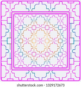 Design Print. The Pattern Of Geometric Ornament. Vector Illustration. The Idea For Design Prints For Neck Scarves, Carpets, Bandanas. Rainbow color.