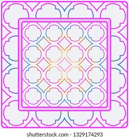 Design Print. The Pattern Of Geometric Ornament. Vector Illustration. The Idea For Design Prints For Neck Scarves, Carpets, Bandanas. Rainbow color.