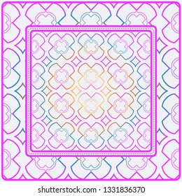 Design Print. The Pattern Of Geometric Ornament. Vector Illustration. The Idea For Design Prints For Neck Scarves, Carpets, Bandanas. Rainbow color.