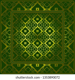 Design Print. The Pattern Of Geometric Ornament. Vector Illustration. The Idea For Design Prints For Neck Scarves, Carpets, Bandanas.