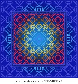 Design Print. The Pattern Of Geometric Ornament. Vector Illustration. The Idea For Design Prints For Neck Scarves, Carpets, Bandanas.