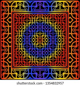 Design Print. The Pattern Of Geometric Ornament. Vector Illustration. The Idea For Design Prints For Neck Scarves, Carpets, Bandanas.