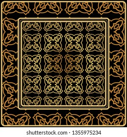 Design Print. The Pattern Of Geometric Ornament. Vector Illustration. The Idea For Design Prints For Neck Scarves, Carpets, Bandanas.