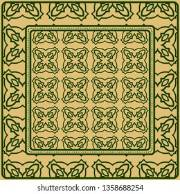 Design Print. The Pattern Of Geometric Ornament. Vector Illustration. The Idea For Design Prints For Neck Scarves, Carpets, Bandanas.