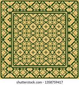 Design Print. The Pattern Of Geometric Ornament. Vector Illustration. The Idea For Design Prints For Neck Scarves, Carpets, Bandanas.
