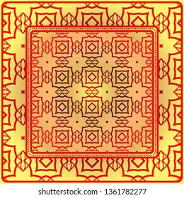 Design Print. The Pattern Of Geometric Ornament. Vector Illustration. The Idea For Design Prints For Neck Scarves, Carpets, Bandanas.