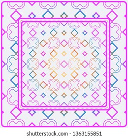 Design Print. The Pattern Of Geometric Ornament. Vector Illustration. The Idea For Design Prints For Neck Scarves, Carpets, Bandanas. Rainbow color.