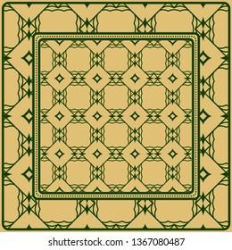 Design Print. The Pattern Of Geometric Ornament. Vector Illustration. The Idea For Design Prints For Neck Scarves, Carpets, Bandanas.