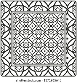 Design Print. The Pattern Of Geometric Ornament. Vector Illustration. The Idea For Design Prints For Neck Scarves, Carpets, Bandanas.