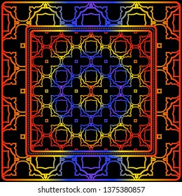 Design Print. The Pattern Of Geometric Ornament. Vector Illustration. The Idea For Design Prints For Neck Scarves, Carpets, Bandanas.