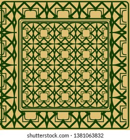 Design Print. The Pattern Of Geometric Ornament. Vector Illustration. The Idea For Design Prints For Neck Scarves, Carpets, Bandanas.