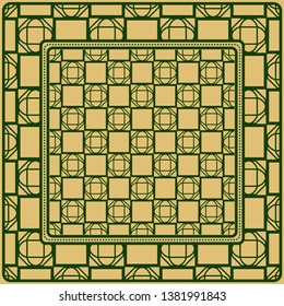 Design Print. The Pattern Of Geometric Ornament. Vector Illustration. The Idea For Design Prints For Neck Scarves, Carpets, Bandanas.