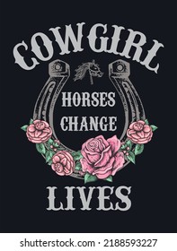 Design print for shirt. Country music typography, rodeo, cowboy, cowgirl