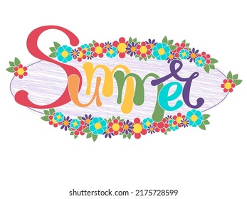 Design print for summer season. Abstract background with flowers.