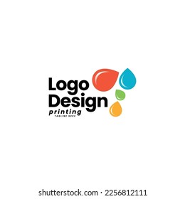Design printshop logo template. Polygraphy and print factory. Express press and photocopy. Vector illustration.