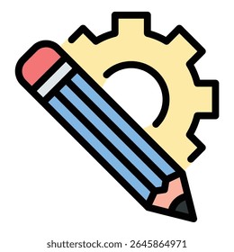 Design process icon flat line style illustration representing stages of creative development and problem-solving, suitable for product design, UX UI, and project planning-related projects