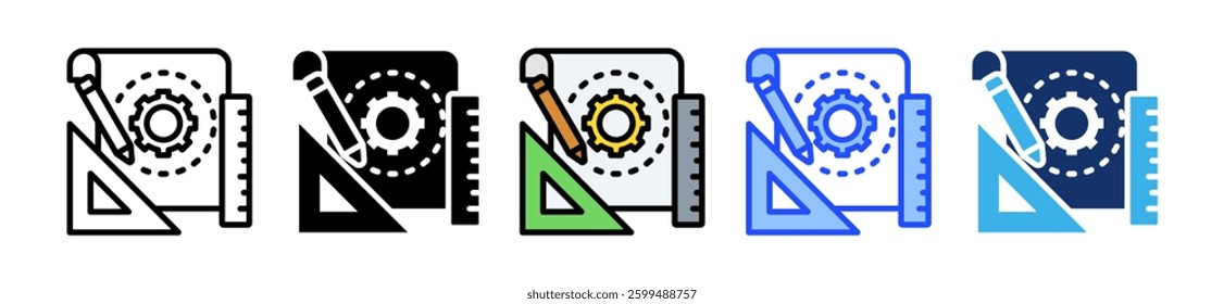 Design Process Icon Set With Multiple Style Collection