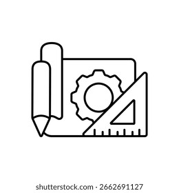 Design Process Workflow Line Icon: Creative Methodology and Stages Outline