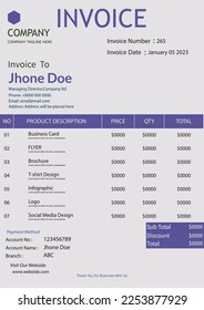 
Design of a professional invoice template. Colorful and simplistic invoice template design. professional history of bill payments.