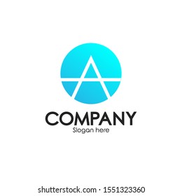 design a professional logo template, the logo letter A with a blue circle, for company icons and trademarks