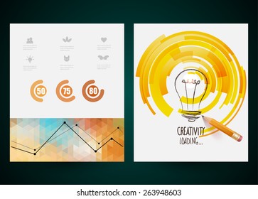 Design of progress bar, loading creativity. Vector web and mobile interface template. Abstract vector brochure, Web sites, page, leaflet, logo and text separately.