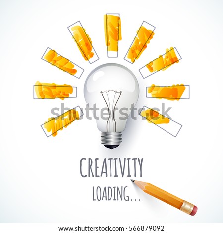 Design of progress bar, loading creativity.Lamp.