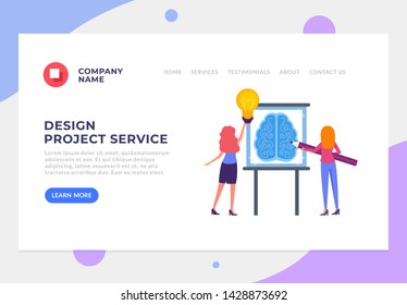 Design project banner poster website page interface concept. Vector flat cartoon graphic design banner poster illustration