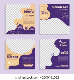 Design of promotion banner template for restaurant or cafe. Food social media banner