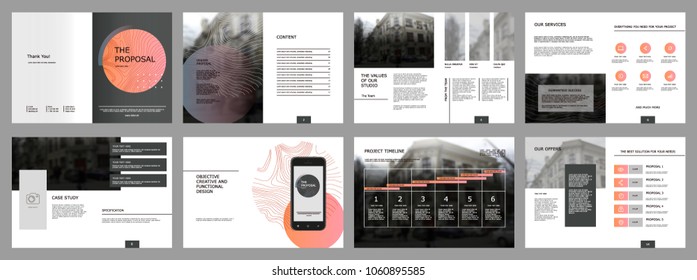 Design Proposal, Vector Template Brochures, Flyers, Presentations, Leaflet, Magazine A4 Size. Dark Grey Geometric Elements On A White Background. - Stock Vector

