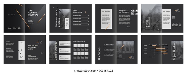 Design Proposal, vector template brochures, flyers, presentations, leaflet, magazine a4 size. Abstract geometric elements on a Grey  background. - stock vector